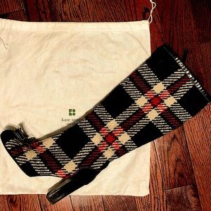Kate Spade Plaid Wool Keera Leather Heeled Boots